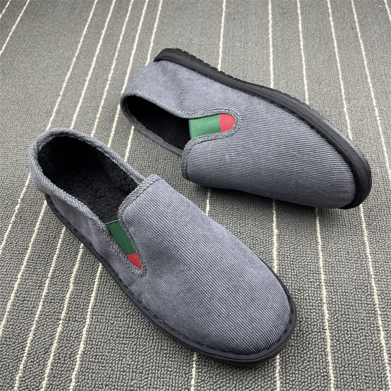 冬款保暖西山灰色黑底布鞋