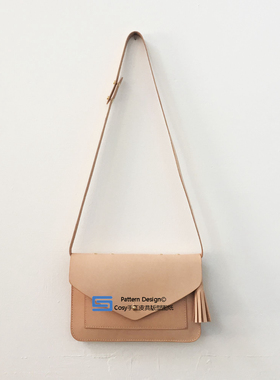 手工包皮具图纸简易版型单肩植鞣革手缝纸样DIY信封包图纸ACC-85