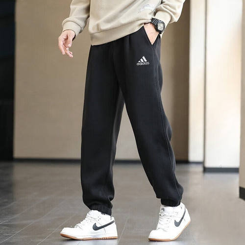 Adidas阿迪达斯加厚男裤秋新款运动裤宽松针织纯棉休闲裤防风长裤