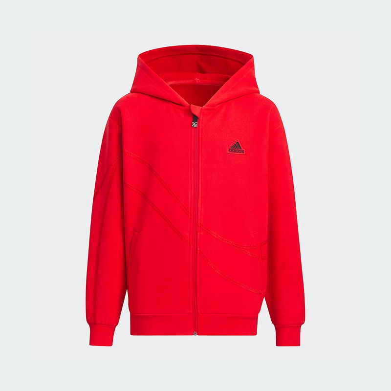 阿迪达斯春秋连帽针织夹克外套