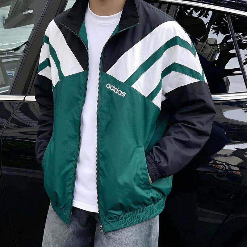 Adidas阿迪达斯三叶草美式复古外套男秋季新款立领棒球服梭织夹克