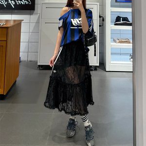 Adidas阿迪达斯三叶草女裙2026爆款运动复古潮流时尚蕾丝裙半身裙