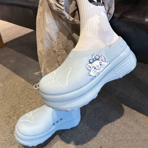 Adidas阿迪达斯玛丽猫包头拖鞋厚底增高女鞋透气防滑穆勒鞋JR4245