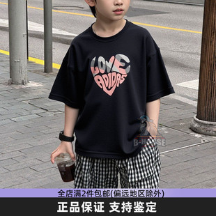 正品Adidas阿迪达斯童装短袖2026夏季男女大童印花休闲透气T恤衫