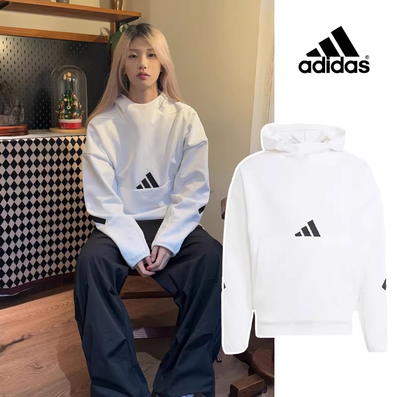 Adidas阿迪达斯男女同款正品2025秋季新款保暖连帽卫衣JF2454