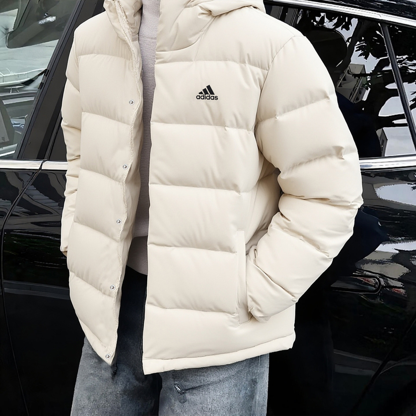 阿迪达斯白色羽绒服男款冬季新款