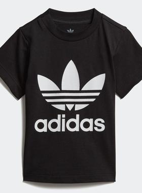 Adidas阿迪达斯三叶草短袖婴童大LOGO纯棉透气运动休闲T恤DV2829