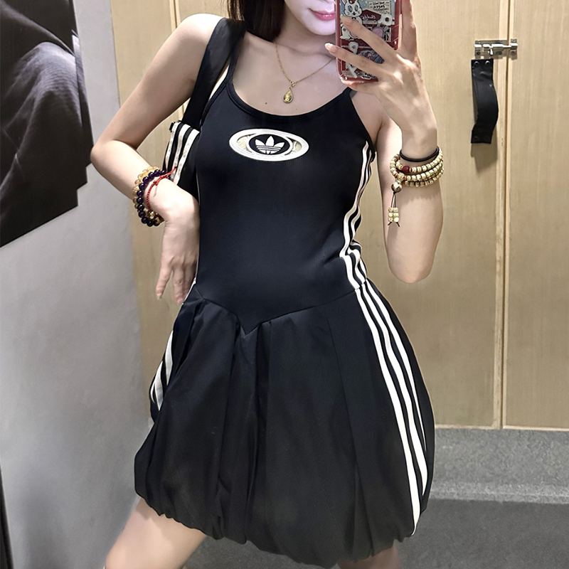 Adidas阿迪达斯三叶草吊带短裙女2026夏季辣妹修身显瘦百搭连衣裙