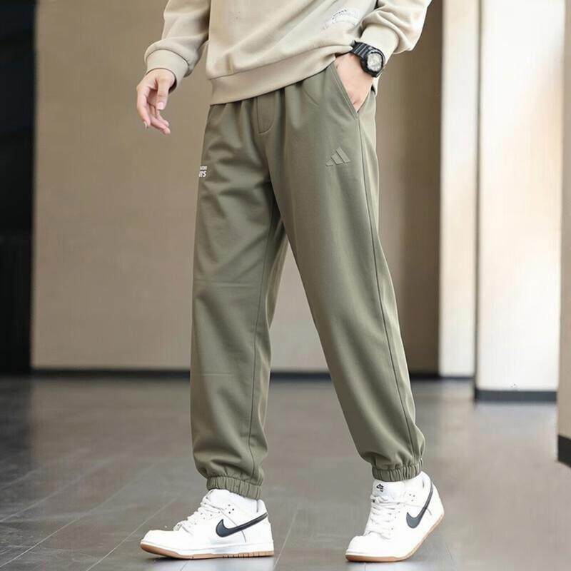 阿迪达斯运动裤男裤子秋季新款绿色美式复古纯棉宽松篮球收脚卫裤