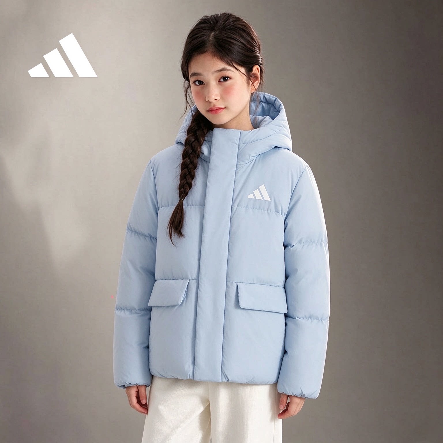 阿迪达斯中大童防风保暖羽绒服