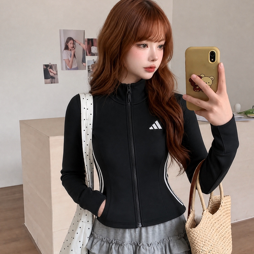 正品Adidas阿迪达斯修身外套女士2026秋季新款运动上衣瑜伽服夹克