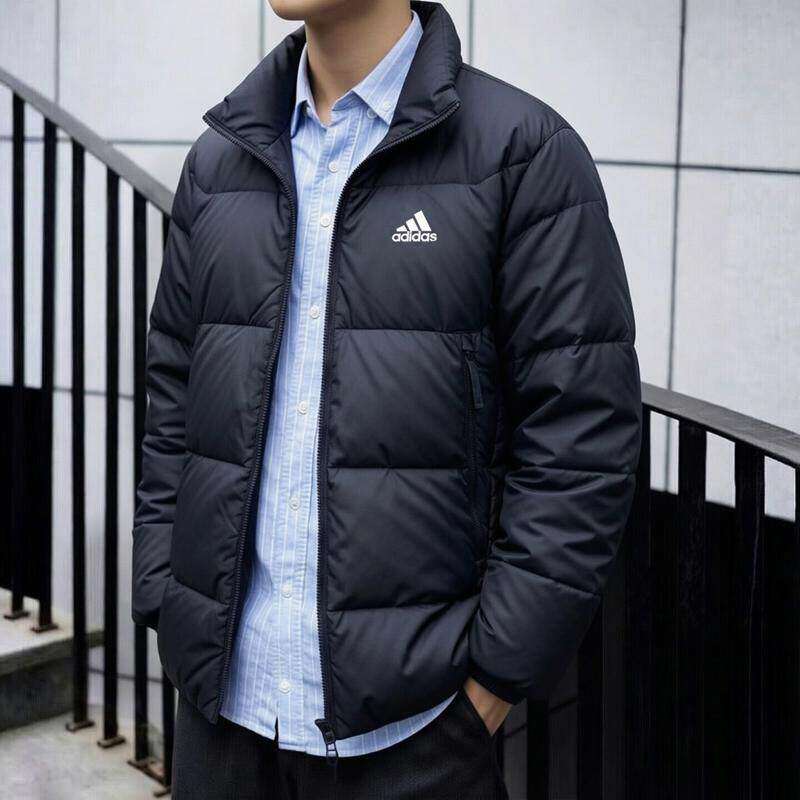 Adidas阿迪达斯羽绒服男冬立领宽松保暖轻便防风男士鸭绒面包服男