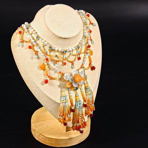 墨涧花玛瑙珍珠古风项链