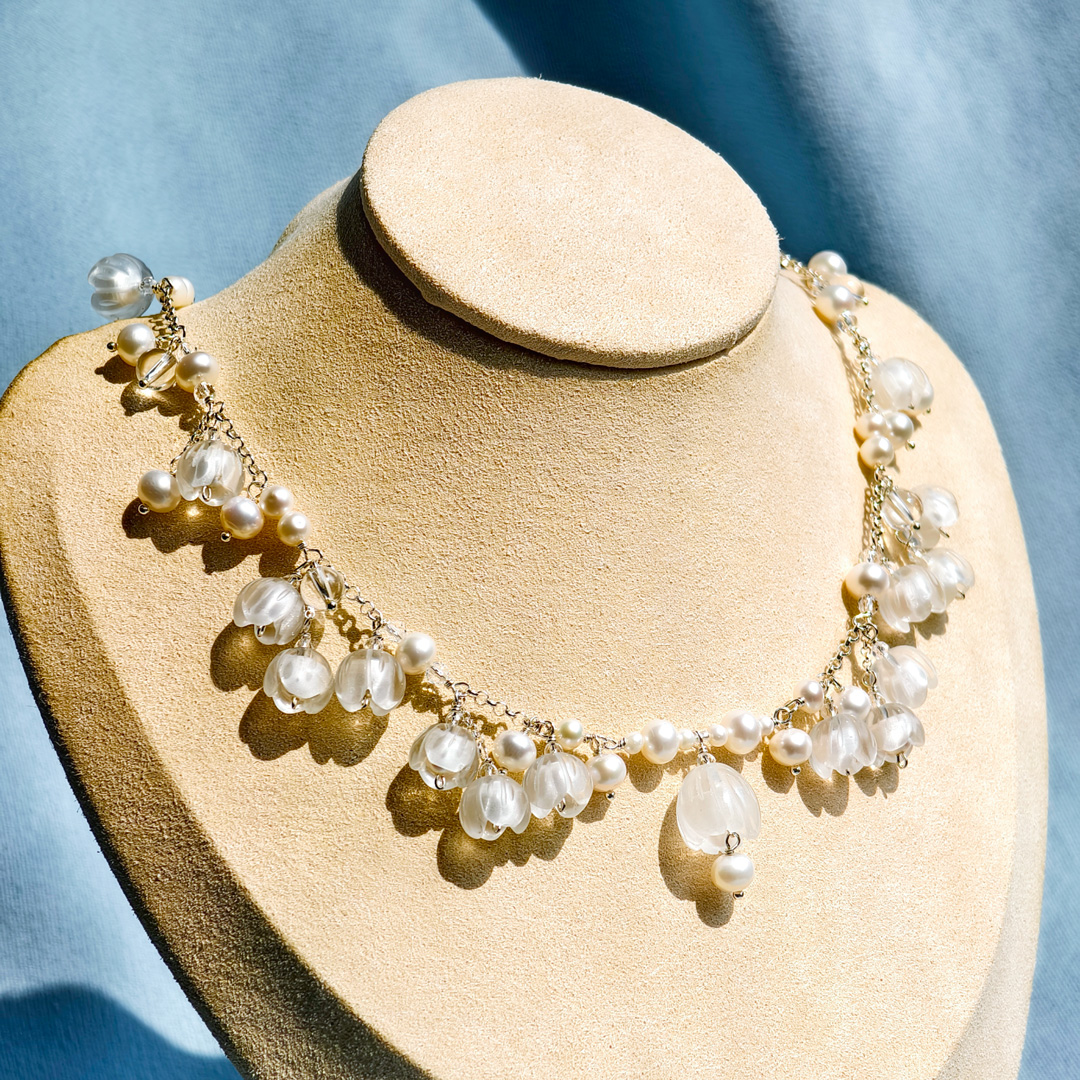 墨涧花水晶铃兰925银项链