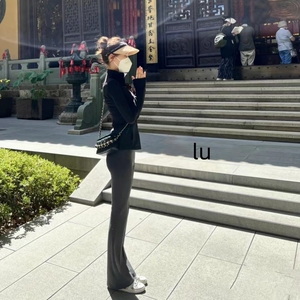 lu款喇叭裤性感微喇2023瑜伽裤弹力高腰显瘦长裤女翘臀外穿