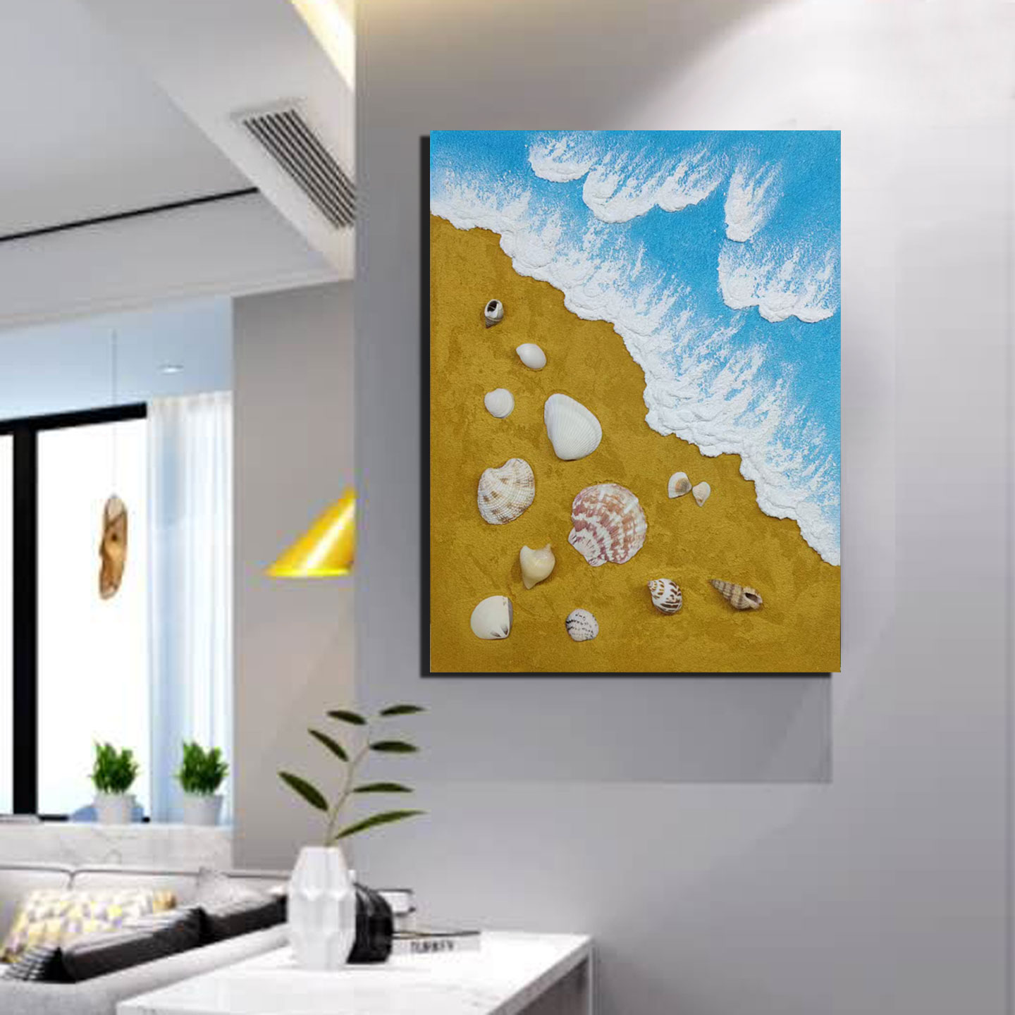 温州苍南纯手绘刮刀无框装饰画丙烯手工成品机理油画摆件挂画