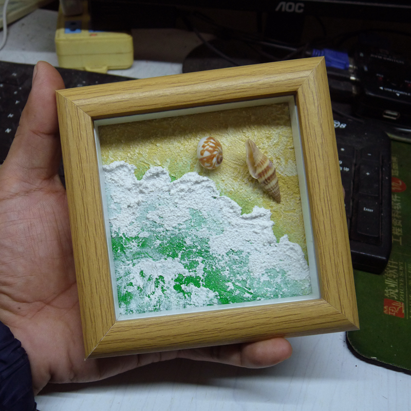 纪念品海洋贝壳大海沙滩肌理装饰画相框礼物送家人朋友伴手礼摆件图片
