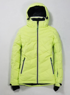 K荧光黄绿色修身加厚女款修身经典双板滑雪服