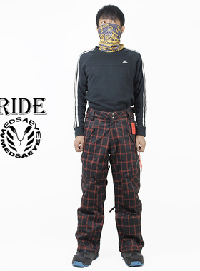 MEDSAEYE RE蓝黑色红线格男款单板滑雪裤S