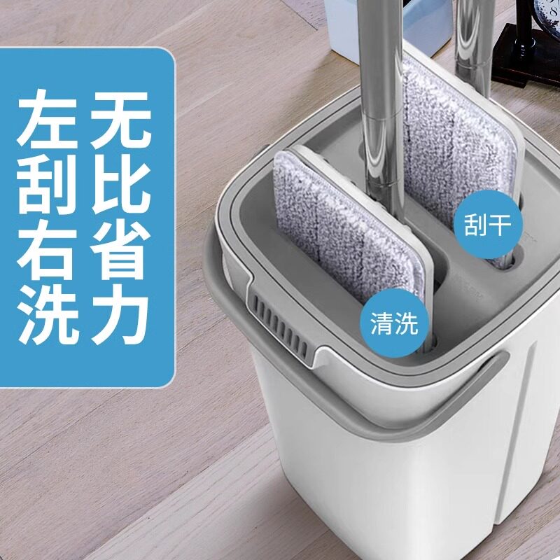 免手洗不锈钢平板拖把一拖净神器