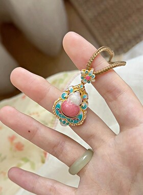 新中式珐琅彩足银999.9项链女国风葫芦小众百搭锁骨链情人节礼物