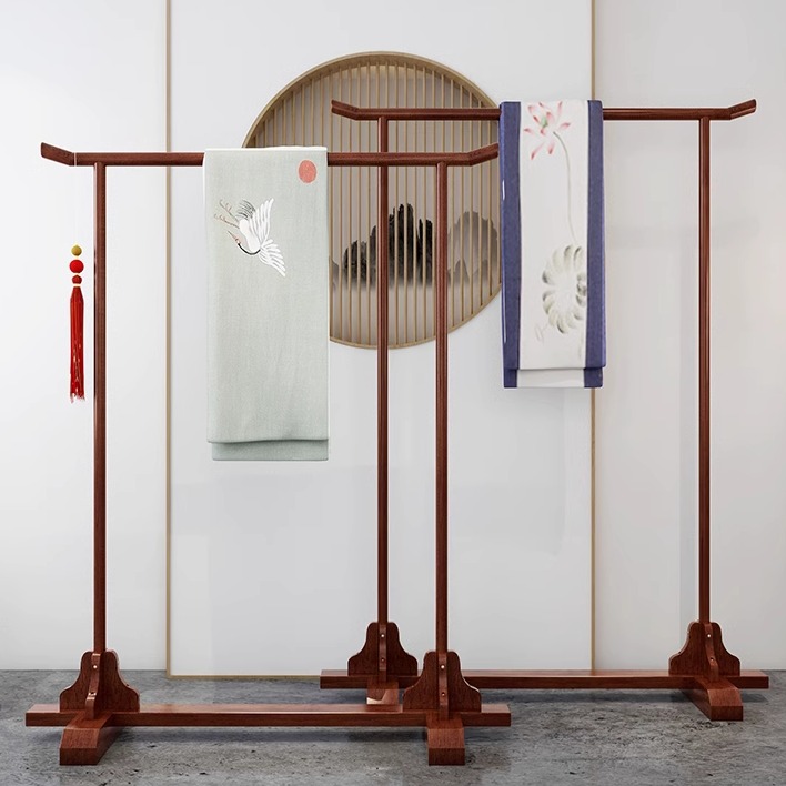 新中式实木复古挂衣架落地