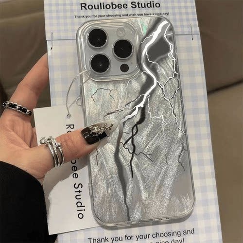 创意黑白闪电适用苹果/华为/OPPO/VIVO/荣耀/小米/红米手机壳软女