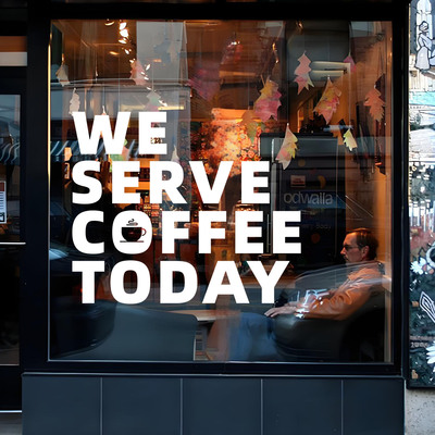 咖啡店COFFEE玻璃门橱窗装饰贴画英文字母提示饮品广告防撞墙贴字
