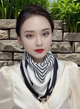 磁扣丝巾女夏季防晒护颈薄纱巾