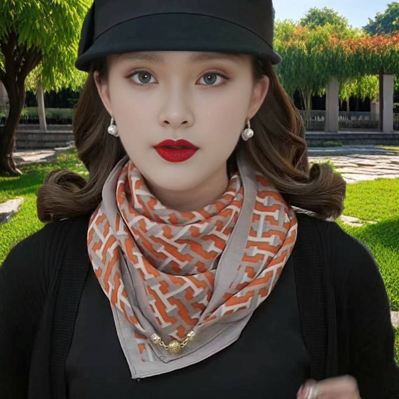 磁扣三角巾棉麻围脖新款复古欧美