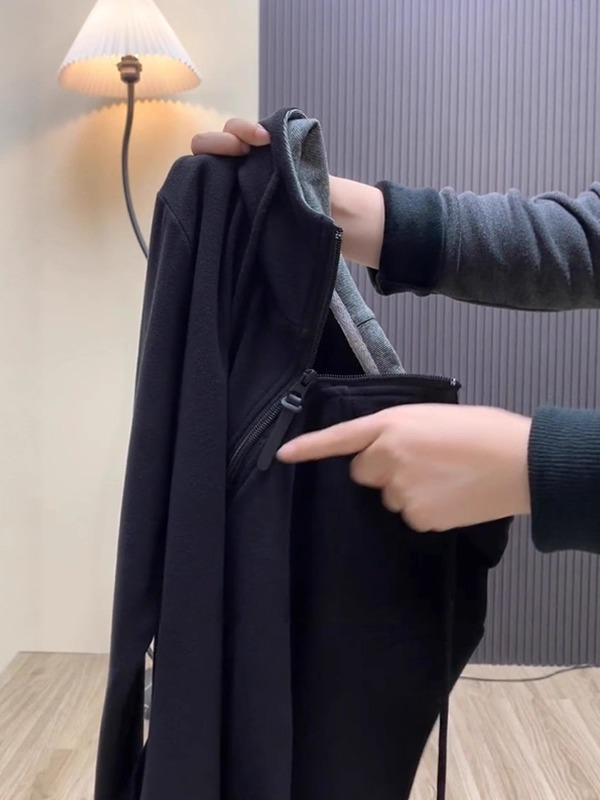 Plus-Size Fat Girl Pure Cotton Half-Zip Hooded Fake Two-Piece Sweatshirt for Women, Autumn Slimming Casual Versatile Long-Sleeve Top