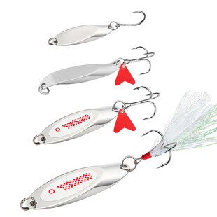 路亚斜切亮片金属银色铁板绑羽毛远投淡水鲈鱼翘嘴黑鱼仿生假拟饵