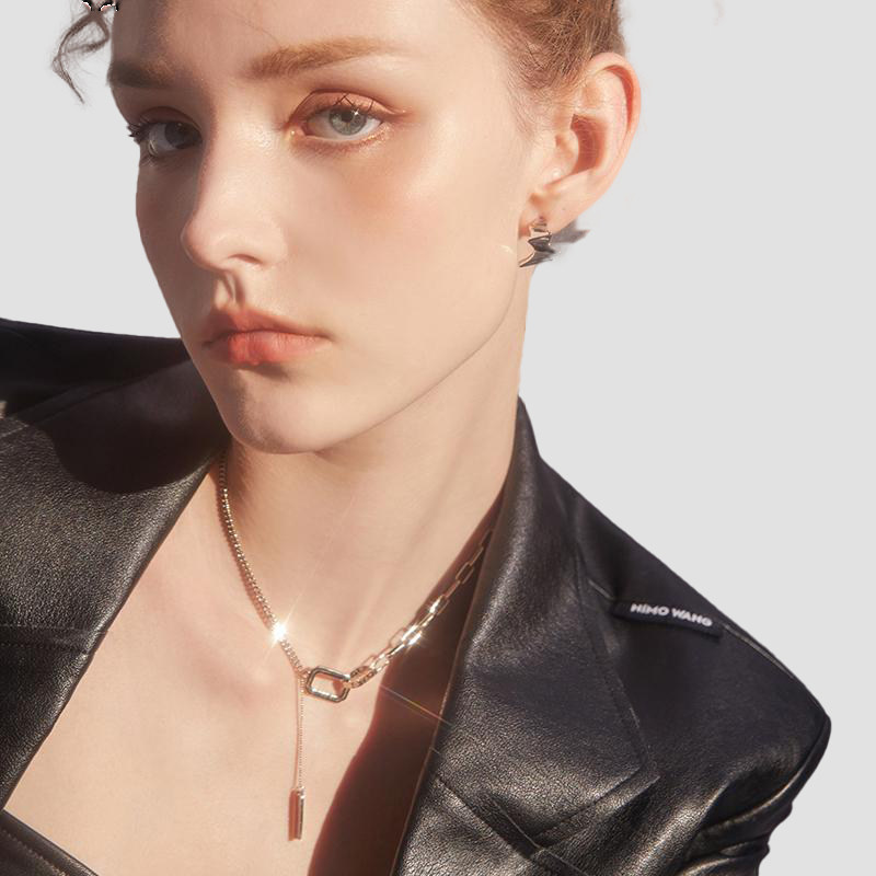 LOVEIXCC长款流苏拼接项链女2025年hiphop卫衣锁骨链粗链t恤饰品