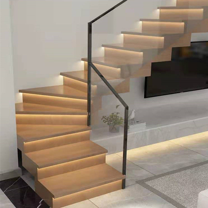 楼梯踏步板实木多层定制楼梯地板自带挂边免保养防虫蛀耐磨包安装