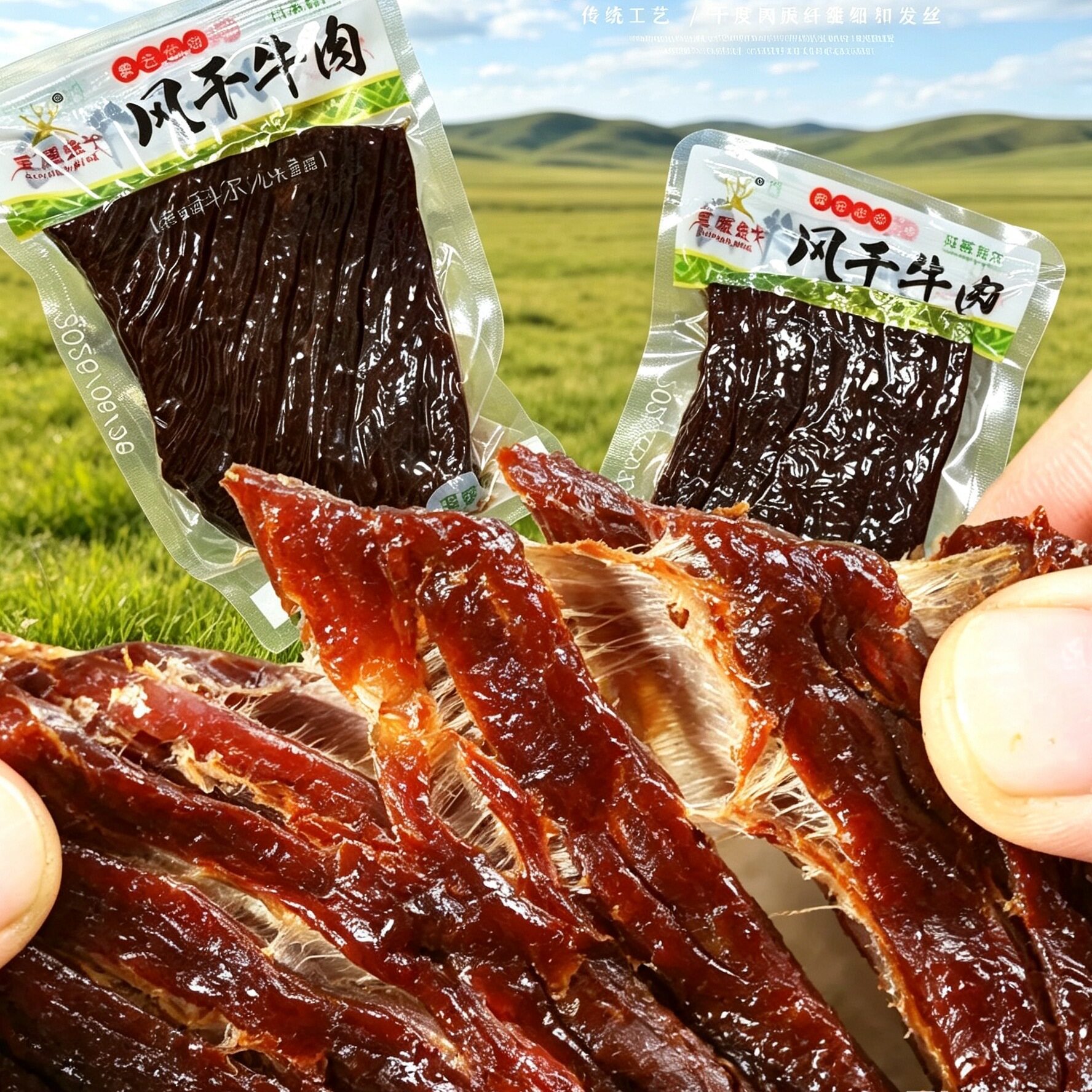 内蒙古特产风干牛肉片原味香辣零食独立包装手撕牛肉干