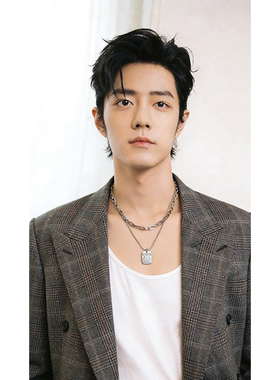 肖战同款钛钢银色双层男士项链