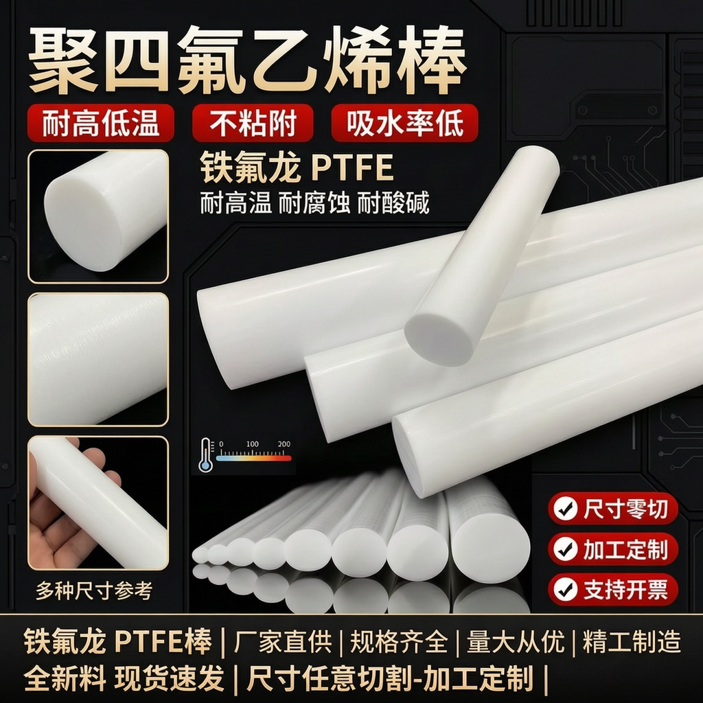 零切聚四氟乙烯PTFE圆棒加工图片