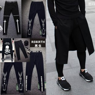 潮牌 紧身男女打底裤 情侣春秋运动裤 leggings内搭弹力印花外穿薄款