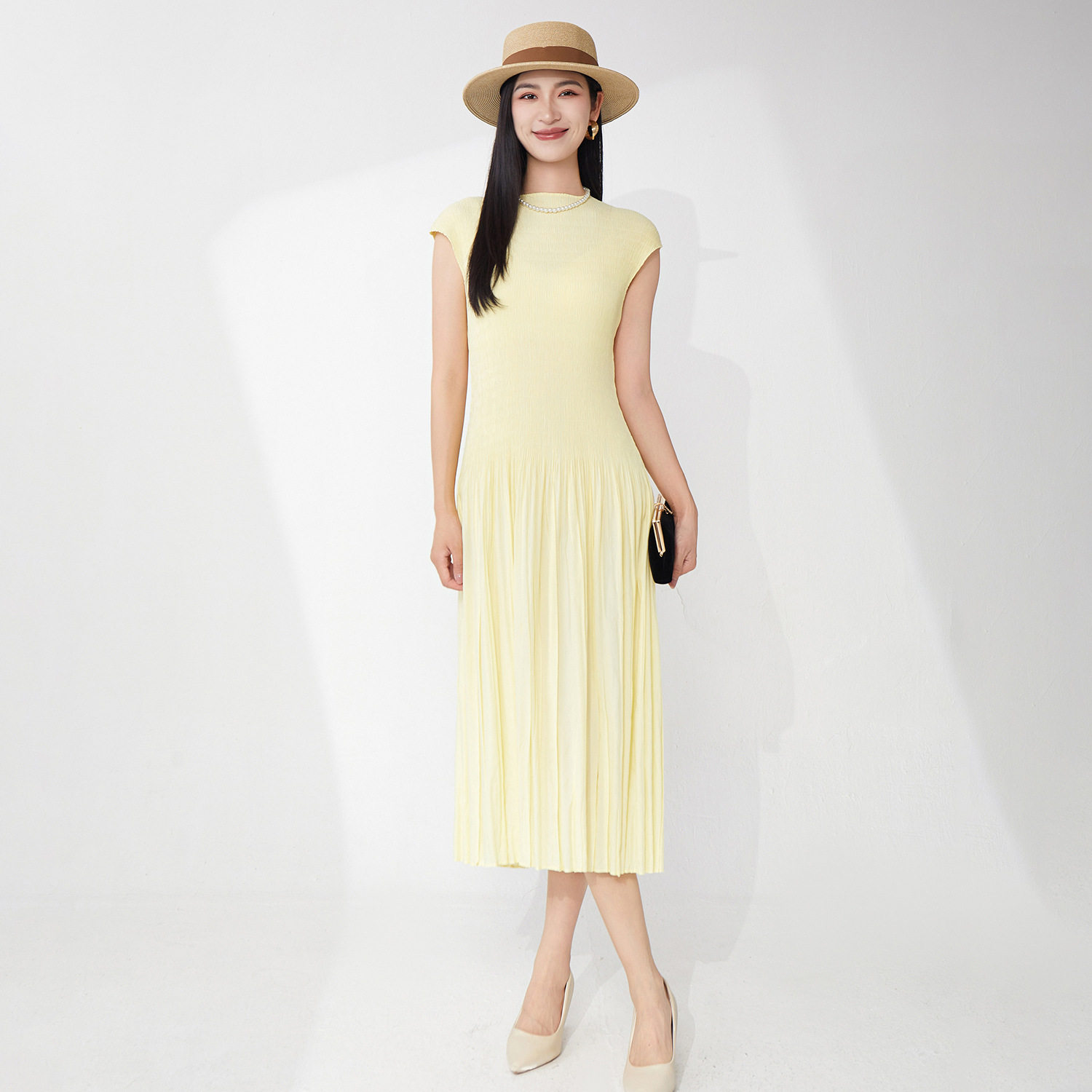 三宅连衣裙女夏季高级感时尚减龄气质a字裙显瘦度假中长裙子洋气