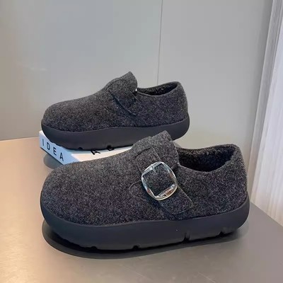 高品质勃肯鞋女丑萌毛毛雪地棉鞋