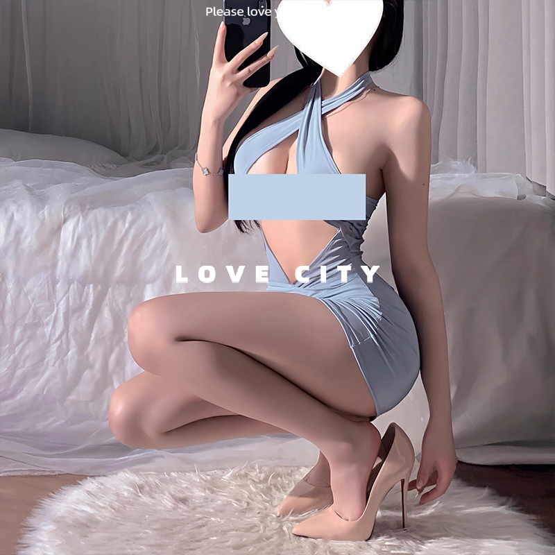 LOVECITY「雾里探花」纯欲风性感肩带秘书包臀睡裙辣妹内搭睡衣