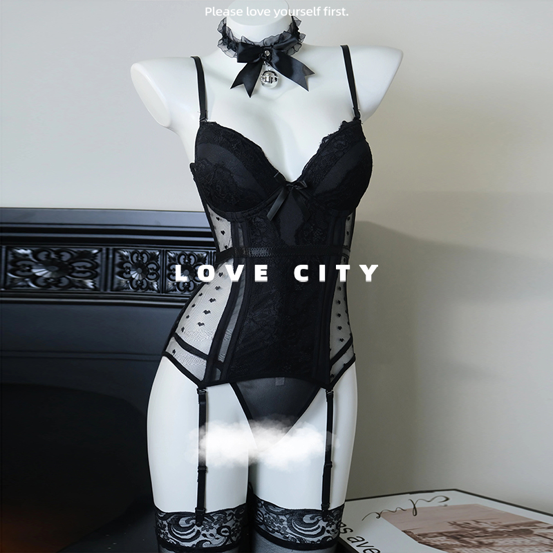 LOVECITY「缪斯」性感吊带纯欲蕾丝透气网纱睡裙辣妹连体衣