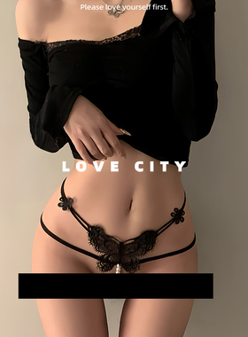 LOVECITY「仙女契约」性感蕾丝绑带内裤女新款2024爆款珍珠三角裤