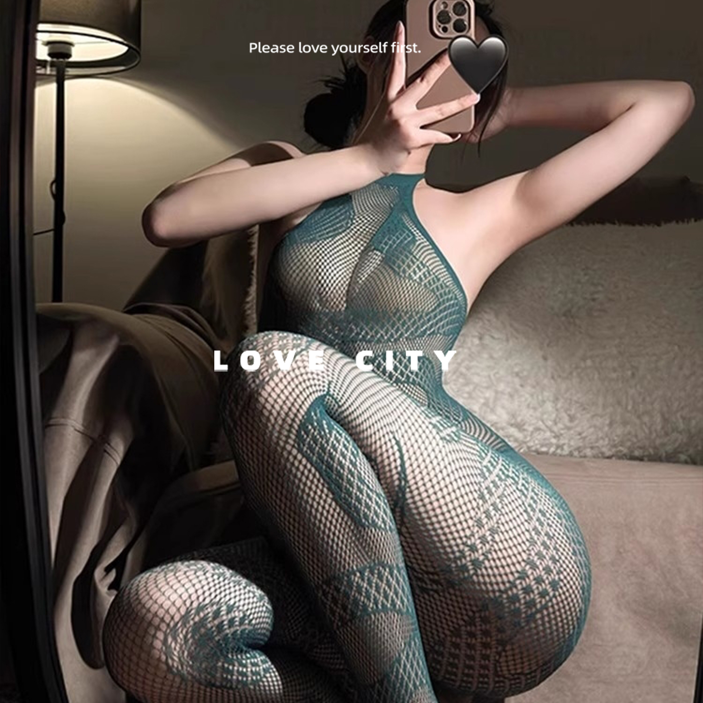LOVECITY「欲蛇缠身」性感提花连体网衣可撕丝袜镂空网衣女