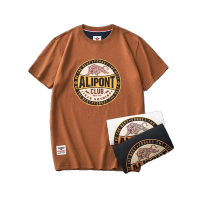 美式复古风全棉圆领短袖T恤男潮流夏季水洗磨毛柔软百搭休闲上衣