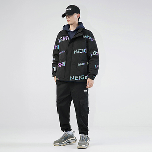 叁合羽绒服男冬季新款潮牌短款潮流冬季帅气国潮白鸭绒外套