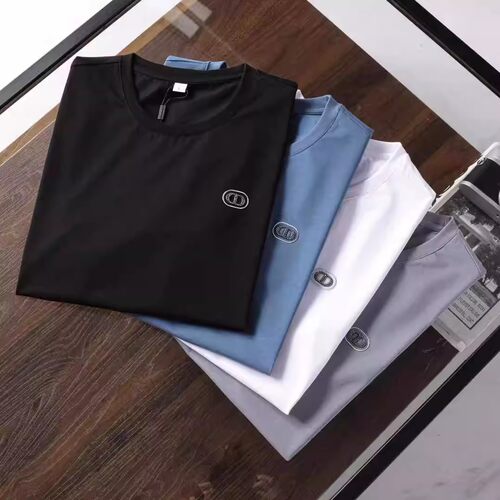 欧洲站夏季新款男士潮牌T修身水晶钻烫金丝光棉大码简约短袖t恤男