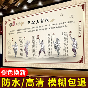 五禽戏八段锦挂图宣传画传统健身气功海报中医养生文化图片墙贴