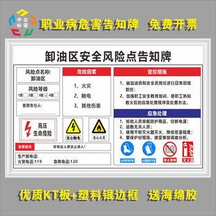 卸油区安全风险点告知牌卡加油站中石油化车间KT看板上墙标语警示