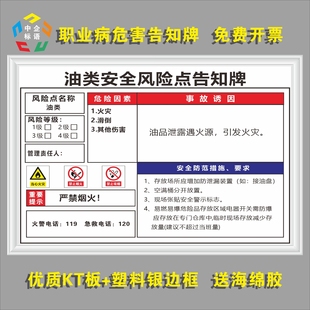 油类安全风险点告知牌卡中石油化加油站车间KT看板上墙标语工厂